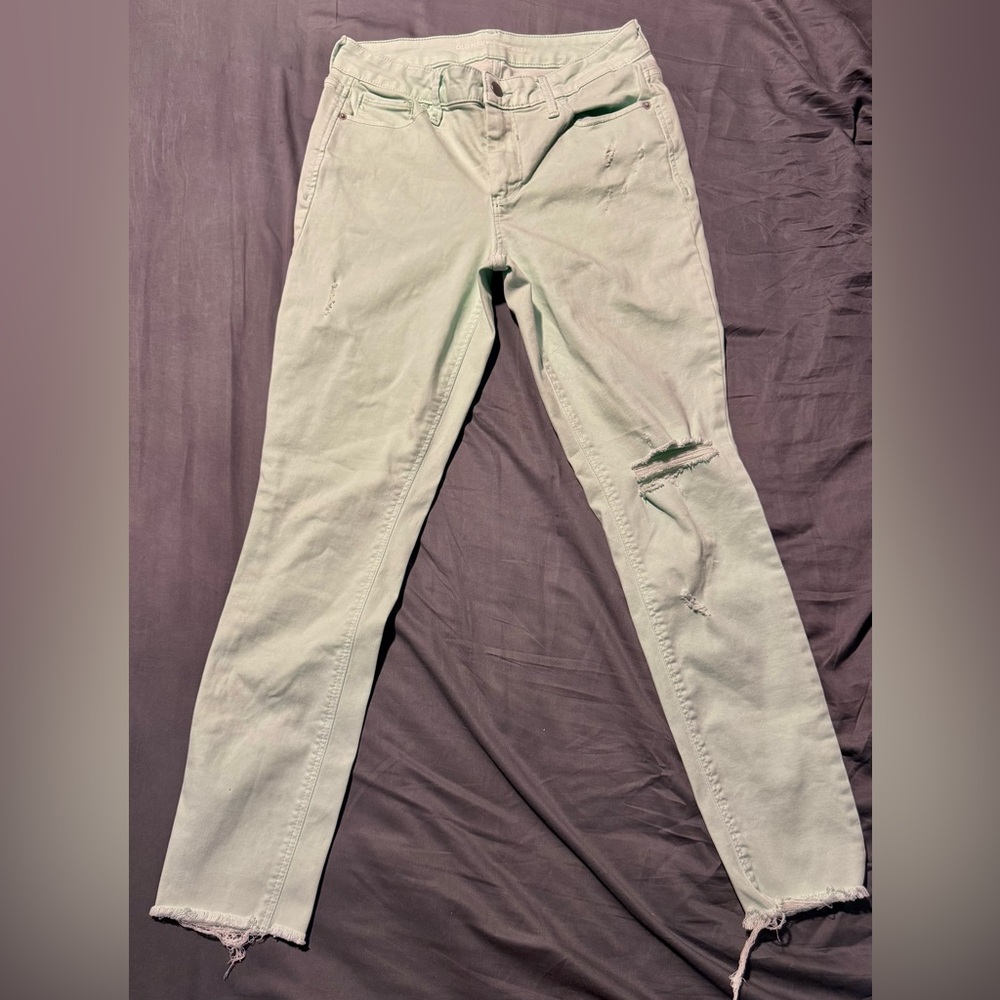 Old Navy Light Sage Distressed Rockstar Denim